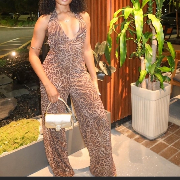 Zara Brown Leopard Print Backless Dress - Picture 1 of 3